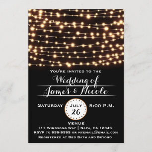 Amber Glow String Lights Rustikale Hochzeitseinlad Einladung