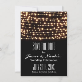 Amber Glow String Lights Save the Date Card