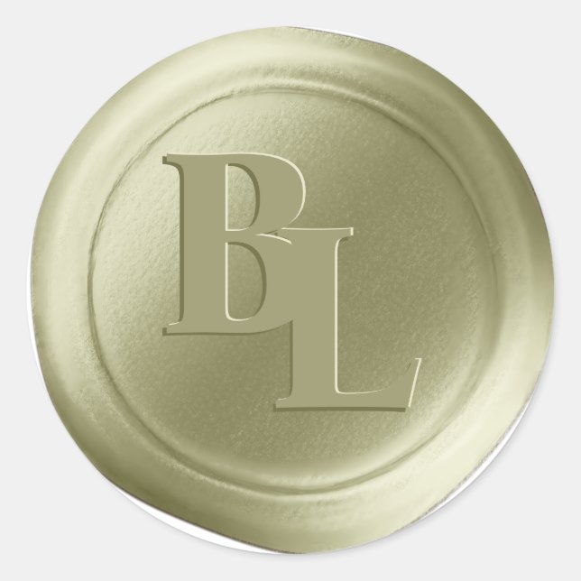 Amber Gold Double Monogram Imitate Wachs Siegel St Runder Aufkleber (Vorderseite)