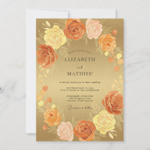 Amber Gold Ranunculus Eukalyptus Hochzeit Einladung