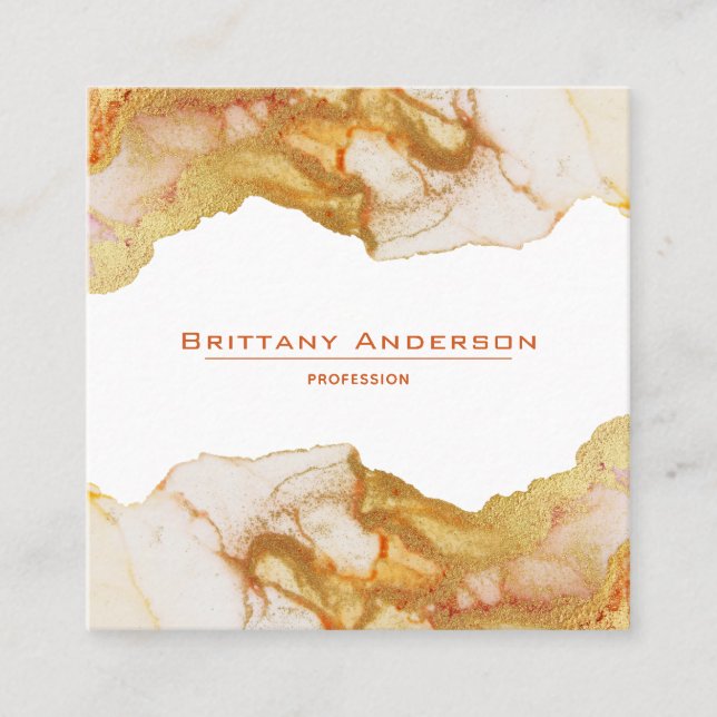 Amber Golden Abstrakt Custom Business Card Quadratische Visitenkarte (Vorderseite)