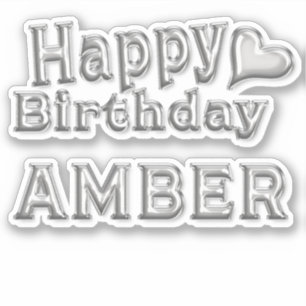 Amber Happy Birthday silver Aufkleber Sticker