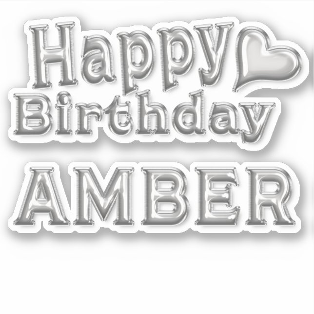Amber Happy Birthday silver Aufkleber Sticker (Vorderseite)