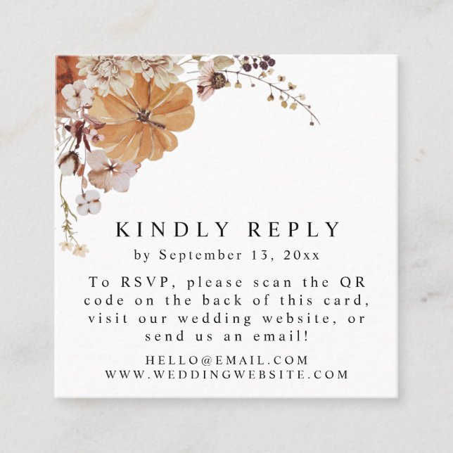 AMBER Herbst Pumpkin Herbst QR Code UAWG Square Ca Quadratische Visitenkarte (Vorderseite)