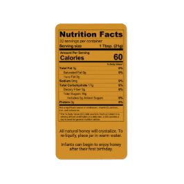 Amber Honey Nutrition Information Adressaufkleber