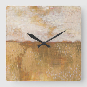 Amber Horizon Abstrakt Print   Melissa Averinos Quadratische Wanduhr