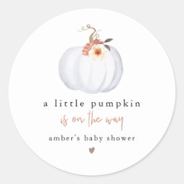 AMBER Moderne Rustikale Kleine Pumpkin Baby Dusche Runder Aufkleber