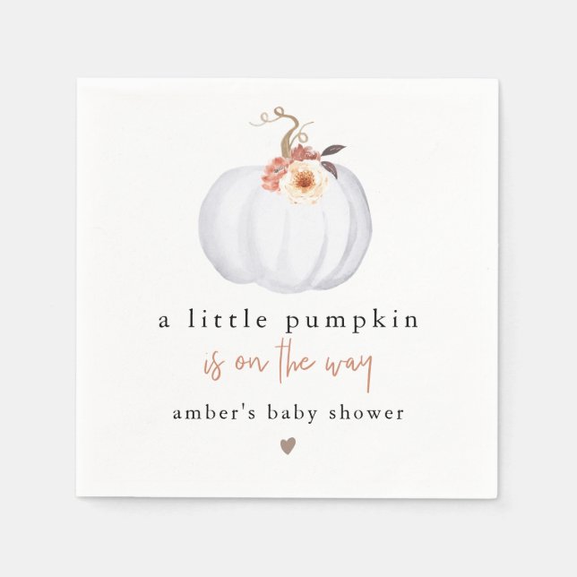 AMBER Moderne Rustikale Kleine Pumpkin Baby Dusche Serviette (Vorderseite)