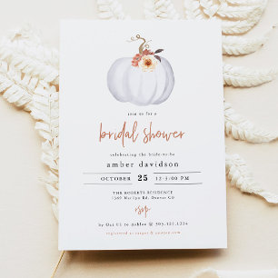 AMBER Modernes Rustikales White Pumpkin-Brautparty Einladung