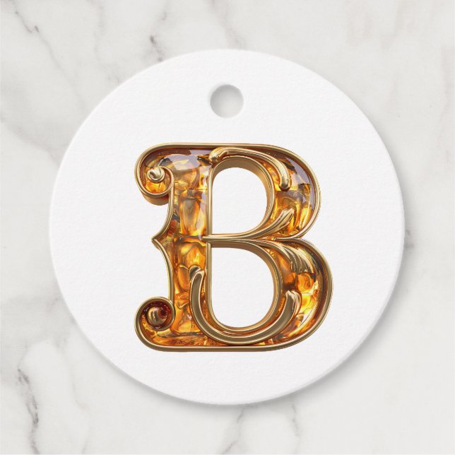 Amber Monogram B Ornament - Anpassbare Gestaltung Geschenkanhänger (Vorderseite)