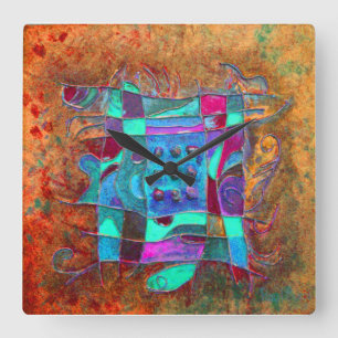 ”Amber Opening” by Paul Buică Quadratische Wanduhr