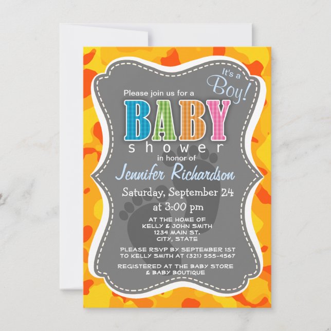 Amber Orange Camouflage; Camouflage Einladung (Vorderseite)