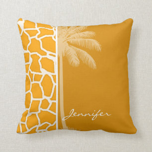 Amber Orange Giraffe Animal Print, Palm Kissen