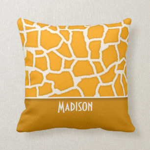 Amber Orange Giraffe Print, Personalisiert Kissen