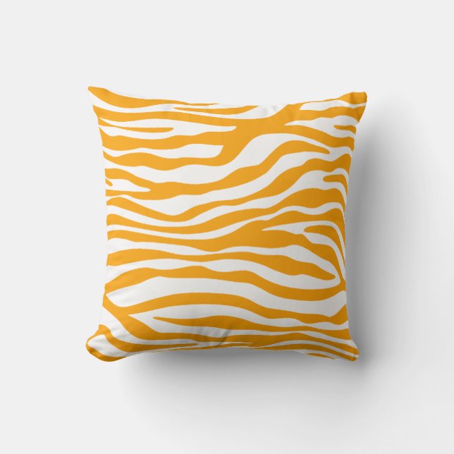 Amber Orange Zebra Animal Print Kissen (Vorderseite)
