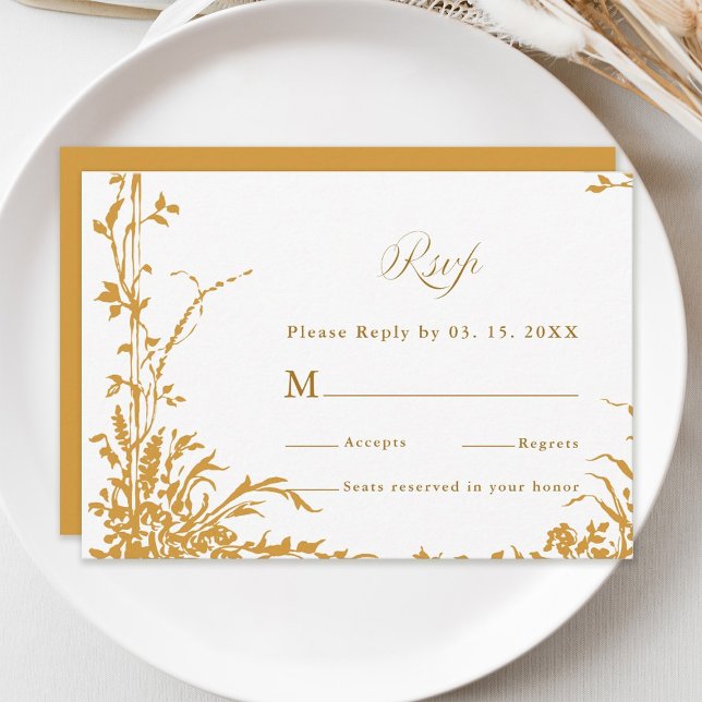 Amber Romantic Botanical Garden Wedding RSVP Karte (Von Creator hochgeladen)