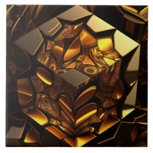 Amber- und Goldwürfel, 3D-Effekt Fliese