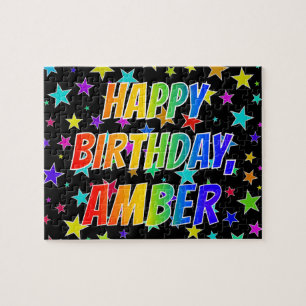 "AMBER" Vorname, Spaß "GLÜCKLICHER GEBURTSTAG" Puzzle