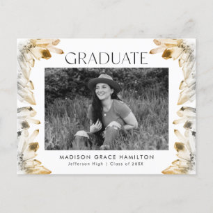 Amber Watercolor Crystal Foto Graduation Party Einladungspostkarte