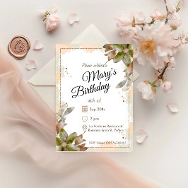Amber Watercolor Florals Geburtstag Einladung