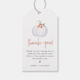 AMBER White Pumpkin Niedlich Orange Fall Floral Geschenkanhänger