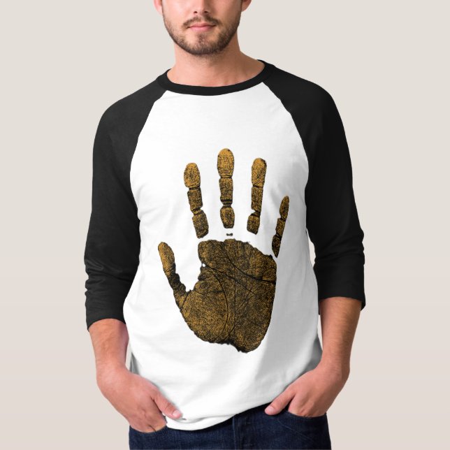Amber Yellow Human Handprint Art T-Shirt (Vorderseite)
