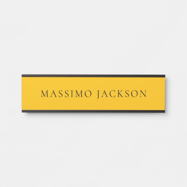 Amber Yellow Minimalist Plain Modern Aesthetic Türschild (Vorderseite )