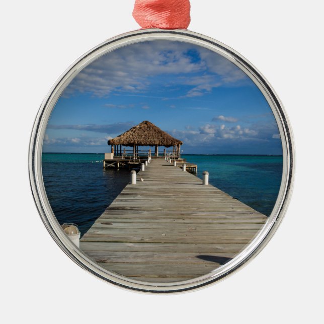 Ambergris Caye Belize Silbernes Ornament (Vorne)