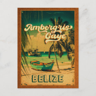 Ambergris Caye Belize Vintage Palmen Souvenirs Postkarte