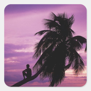 Ambergris Caye, Belize, Zentralamerika. Quadratischer Aufkleber