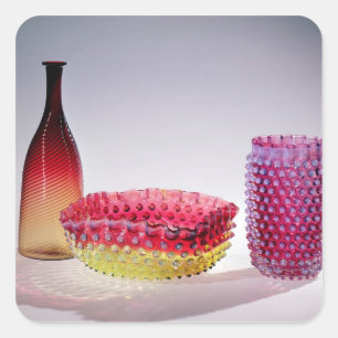 Amberina Flasche, New England Glass Company, 1885 Quadratischer Aufkleber