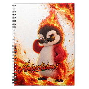 Amberlicious Fire Penguin Sunglasses Funny Notizblock