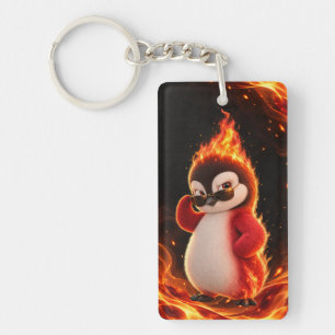 Amberlicious Fire Penguin Sunglasses Funny Schlüsselanhänger