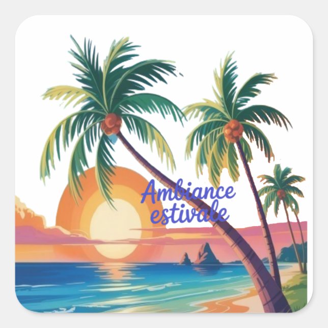 Ambiance Estivale Quadratischer Aufkleber (Vorderseite)