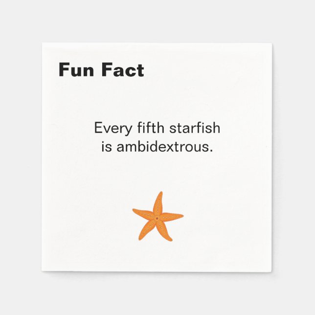 Ambidextrous Starfish Fun Fact Cocktail Serviette (Vorderseite)