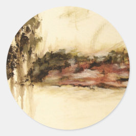 Ambiguelle, Abstrakte Landschaftskunst Tropfen Mal Runder Aufkleber