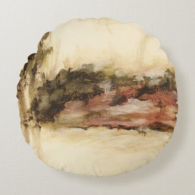 Ambiguelle, Abstrakte Landschaftskunst Tropfen Mal Rundes Kissen (Vorderseite)