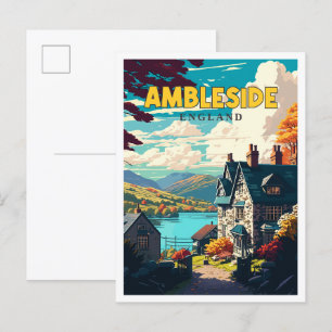 Ambleside England Vintage-Reiseillustration Postkarte