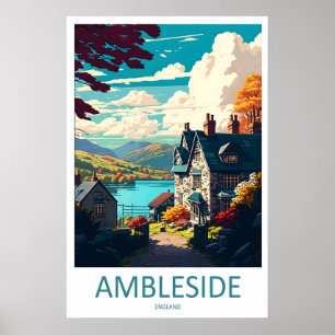 Ambleside Vintage Reiseposter Skigebiet Nationalpa Poster