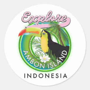 Ambon Insel Indonesien Reise Logo Runder Aufkleber