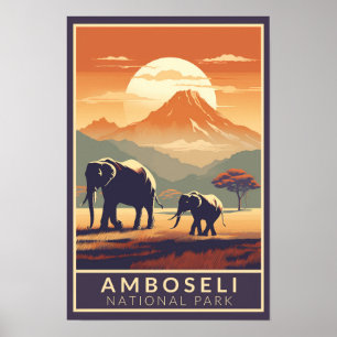 Amboseli-Nationalpark Kenia Reise Kunst Vintage Poster