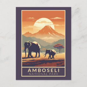 Amboseli-Nationalpark Kenia Reise Kunst Vintage Postkarte