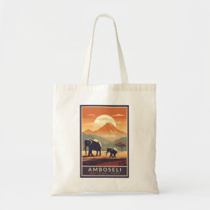 Amboseli-Nationalpark Kenia Reise Kunst Vintage Tragetasche
