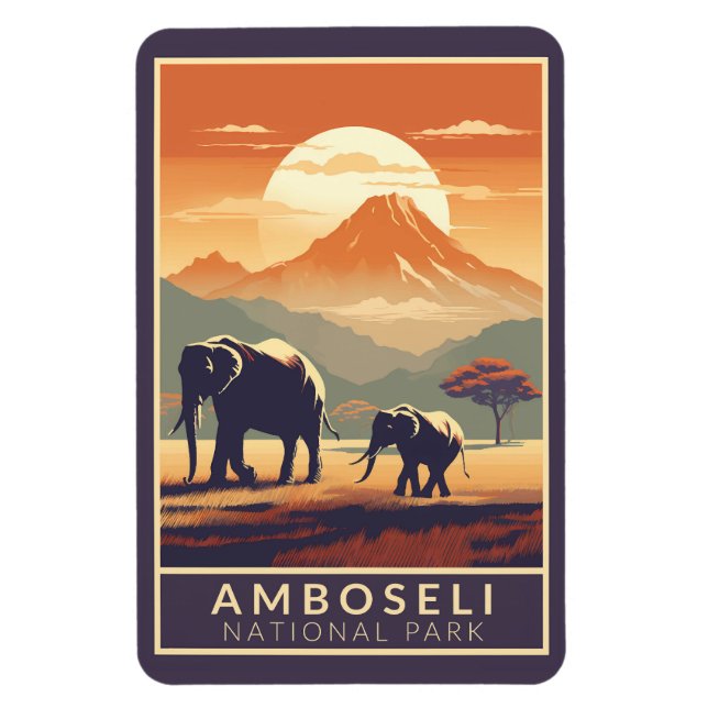 Amboseli Nationalpark Kenia Reisen Vintag Magnet (Vertikal)