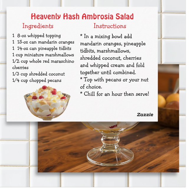 Ambrosia Salad Recipe Card Postkarte (Von Creator hochgeladen)