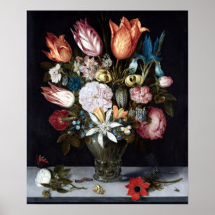 Ambrosius Bosschaert Blumen in einem Glas Poster