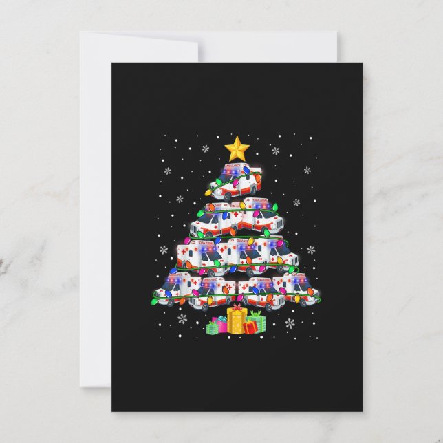 Ambulance Auto Weihnachtsbaum Xmas Lichter Funny E Einladung (Vorderseite)