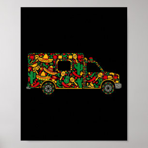 Ambulance Mexicanisches Sombrero Maracas Guitar Ci Poster