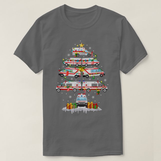 Ambulance Weihnachtsbaum AMR. Funny EMS EMT Parame T-Shirt (Design vorne)