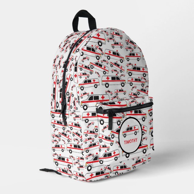 Ambulant Pattern Individuelle Name School Bedruckter Rucksack (Rückseitige Ecke links)